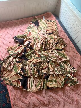 Zara Tropical Print Tiered Ruffle Skirt Women’s